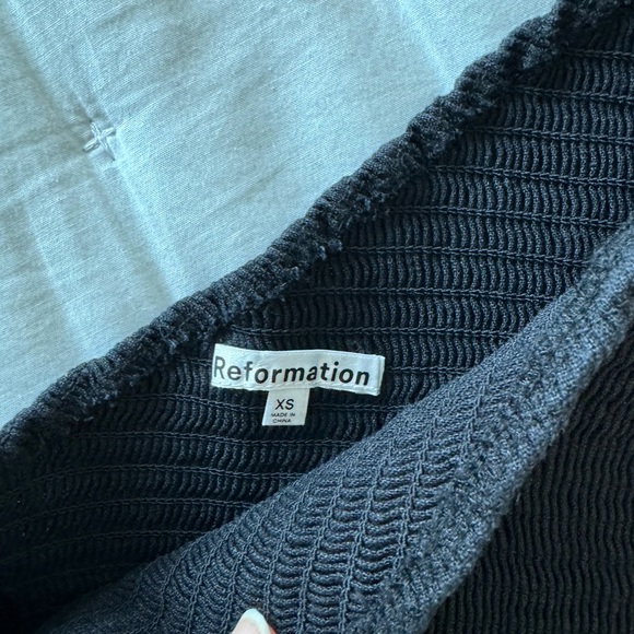 Reformation XS Holly Black Linen One Shoulder Ruched Blouse - Picture 7 of 9